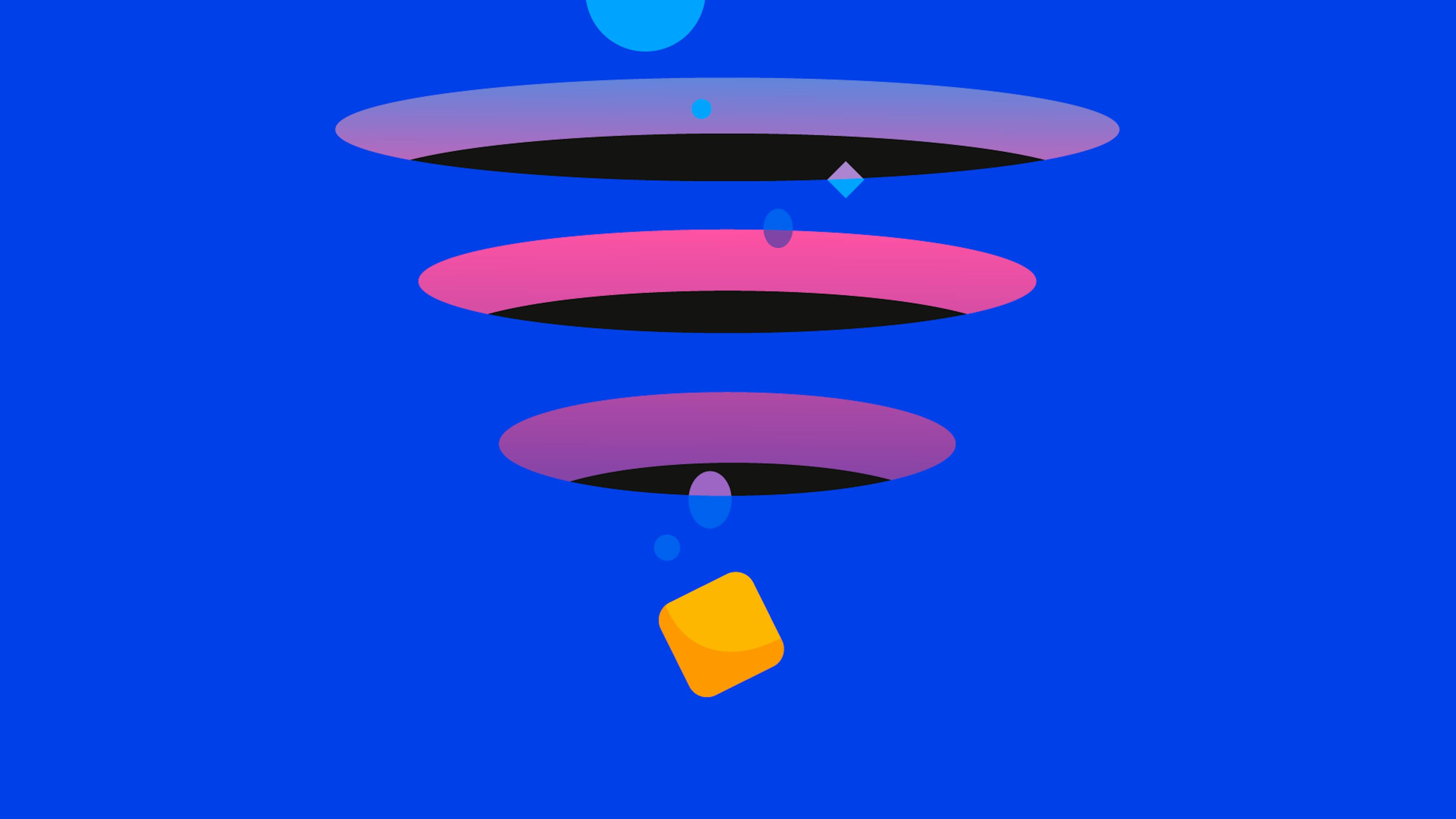 Three black holes against blue background