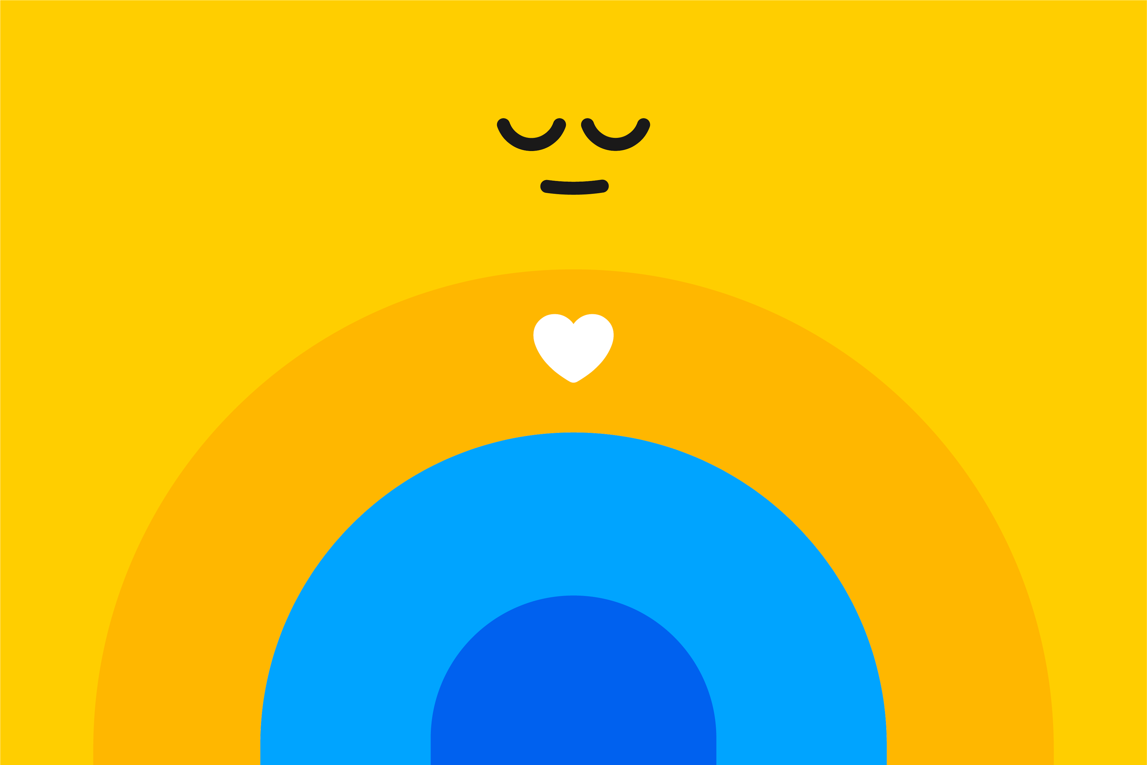 Yellow pensive face with white heart and blue circles