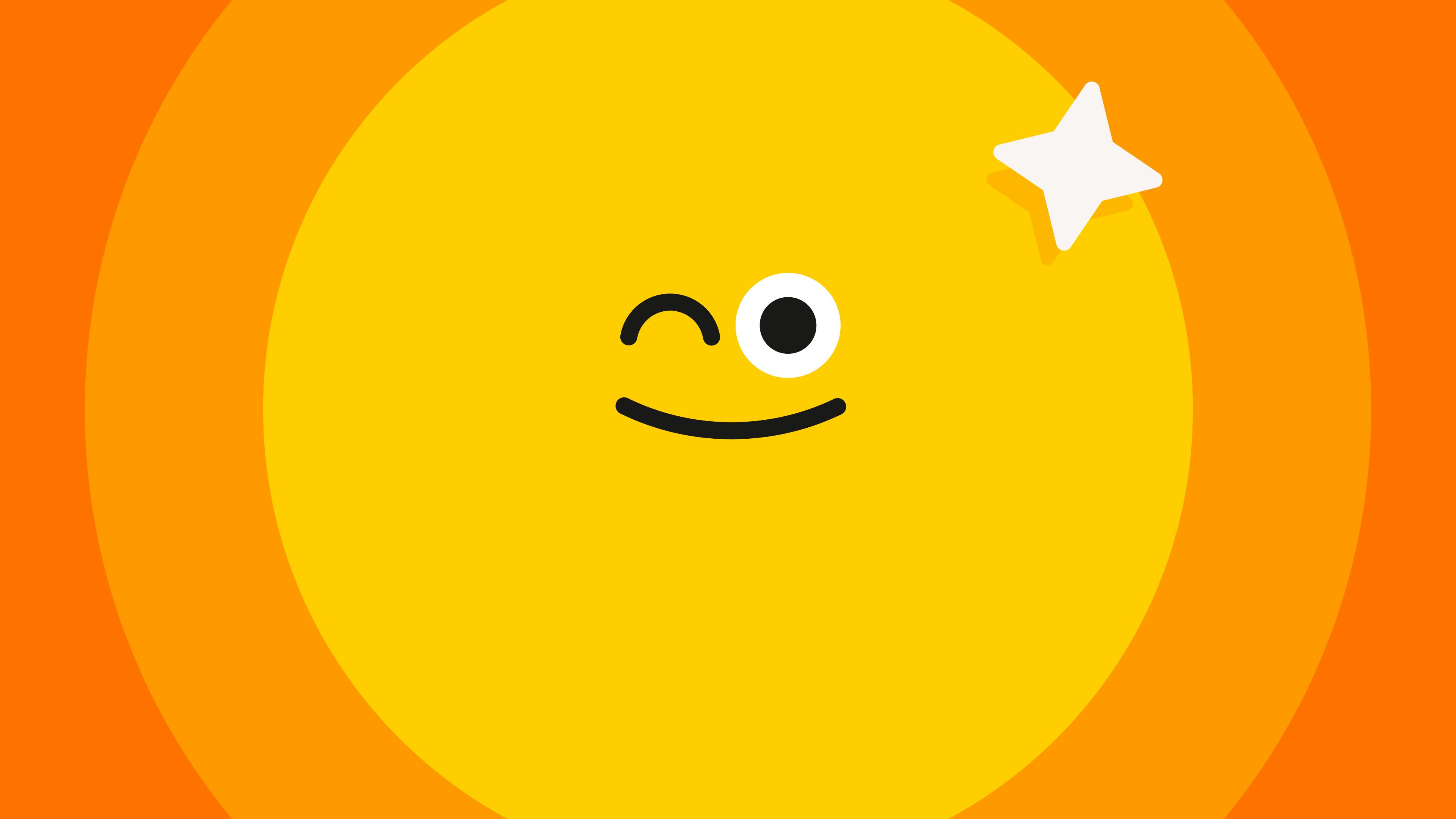Winking smiling orange face